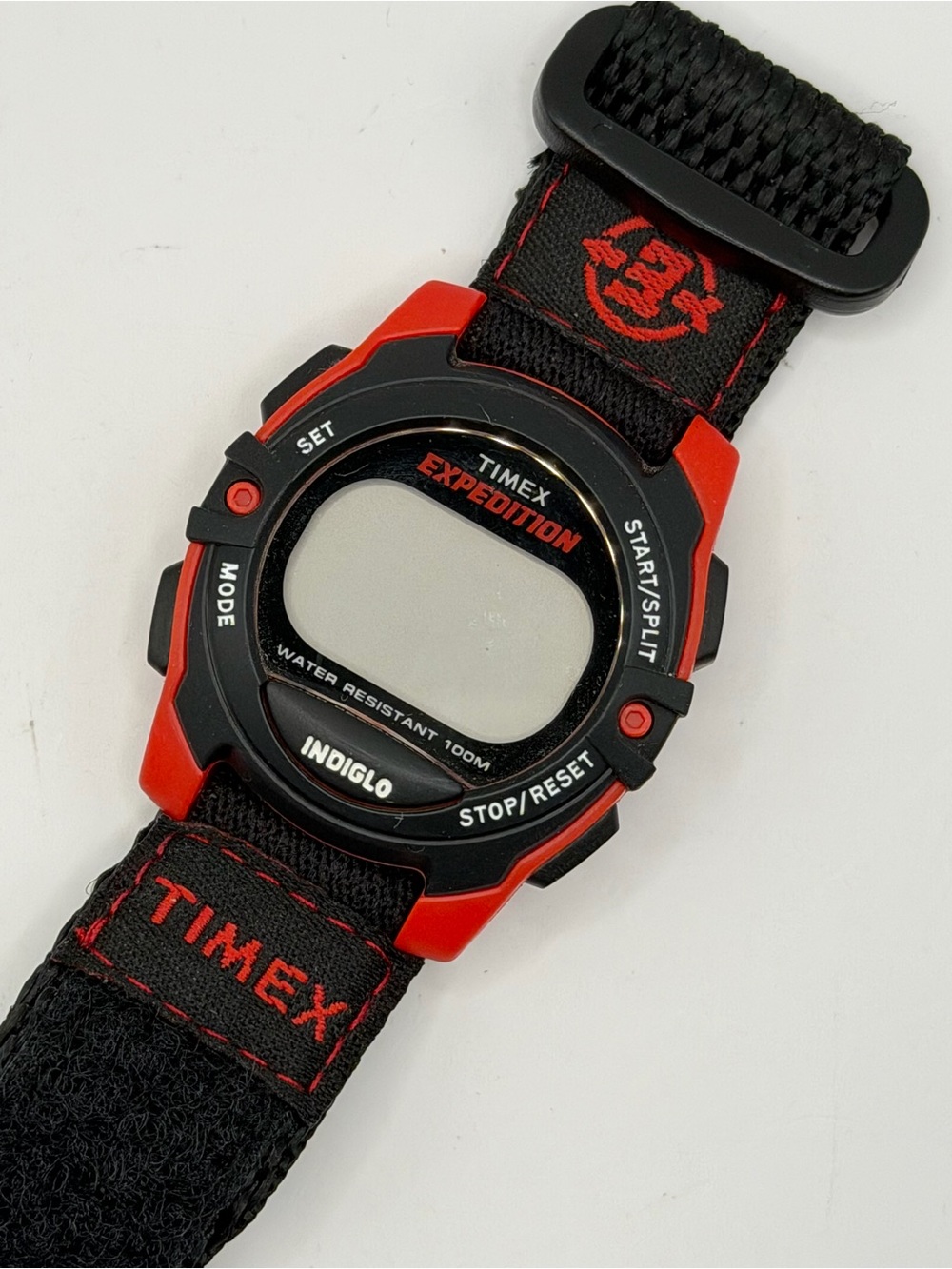 Timex Unisex Expedition Digital CAT Black/Red 33mm Outdoor Watch FastWrap Strap